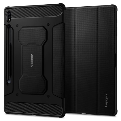 Удароустойчив калъф за Samsung Galaxy Tab S7+ / S8+ Plus 12.4 от Spigen Rugged Armor Pro - Черен