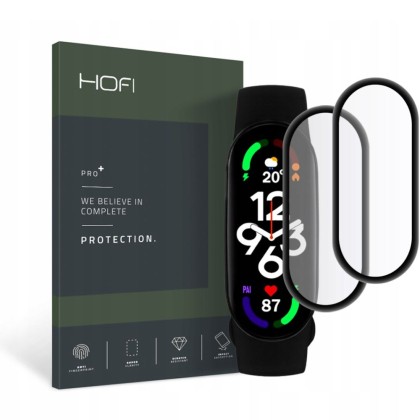 2 броя хибридно стъкло за часовник Xiaomi Mi Smart Band 7 / 7 NFC от Hofi Hybrid Pro+ - Черно