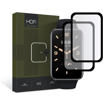 2 броя хибридно стъкло за часовник Xiaomi Smart Band 7 Pro от Hofi Hybrid Pro+ - Черно