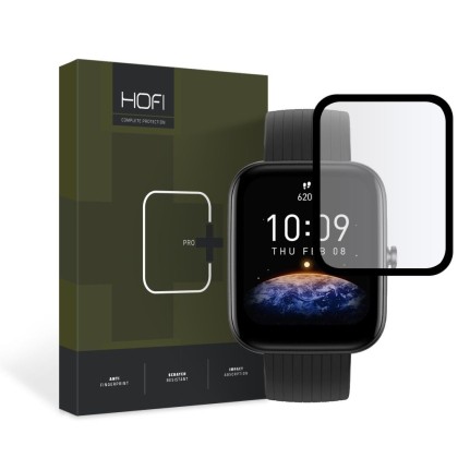 Хибридно стъкло за часовник Amazfit Bip 3 / 3 Pro от Hofi Hybrid Pro+ - Черно