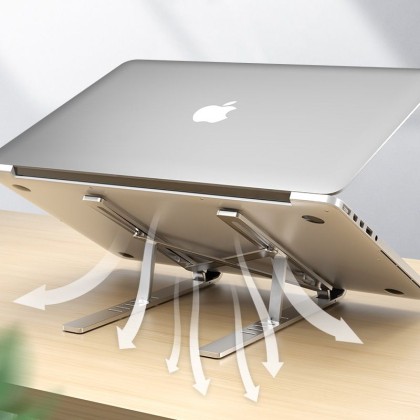 Алуминиева стойка за лаптопи до 16′′ от Tech-Protect Alustand Laptop Stand - Сребриста