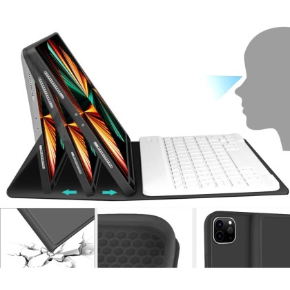 Силиконов калъф с клавиатура за iPad Pro 11 от Tech-Protect SC Pen - Черен