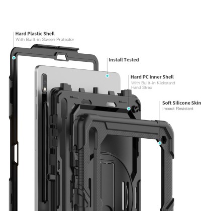 360 градусов калъф за таблет Samsung Galaxy Tab 12.4 S7 Plus / S8 Plus / S7 FE от Tech-Protect Solid360 - Черен