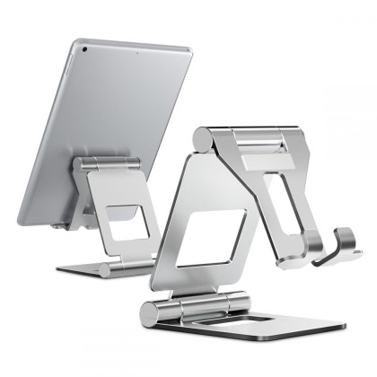 Универсална алуминиева стойка за смартфони и таблети от Tech-Protect Z10 - Сребриста