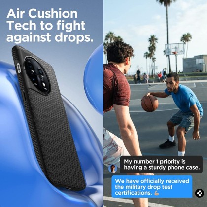 Удароустойчив, силиконов кейс за OnePlus 11 5G от Spigen Liquid Air - Черен