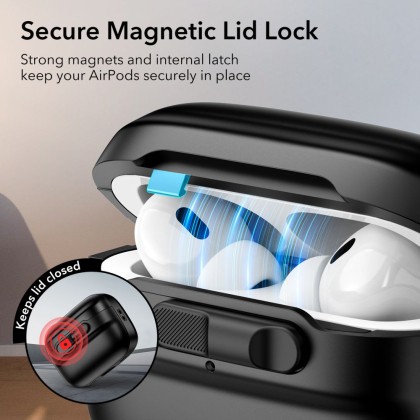 Удароустойчив калъф с MagSafe за Apple AirPods Pro 1 / 2 от ESR Pulse Halolock - Черен