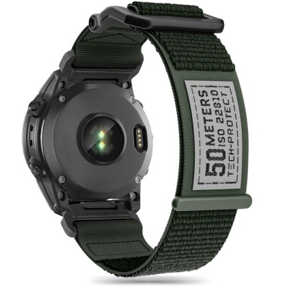 Найлонова каишка за Garmin Fenix 3 / 3HR / 5X / 5X Plus / 6X / 6X Pro / 7X от Tech-Protect Scout - Military Green