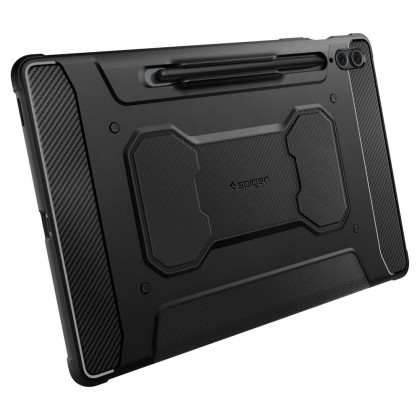 Удароустойчив калъф за Samsung Galaxy Tab S9 FE+ Plus 12.4 от Spigen Rugged Armor Pro - Черен