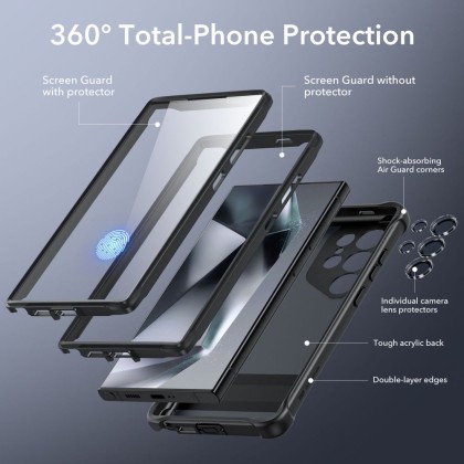 360 градусов калъф за Samsung Galaxy S24 Ultra от ESR Armor Kickstand - Frosted Black