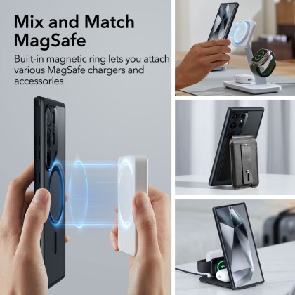Удароустойчив кейс с MagSafe за Samsung Galaxy S24 Ultra от ESR CH Halolock - Frosted Black