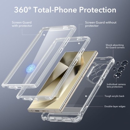 360 градусов калъф за Samsung Galaxy S24 Ultra от ESR Armor Kickstand - Прозрачен