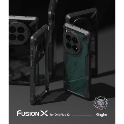 Удароустойчив твърд кейс за OnePlus 12 от Ringke Fusion X - Черен
