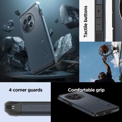 Удароустойчив, твърд кейс за OnePlus 12 от Spigen Tough Armor - Metal Slate