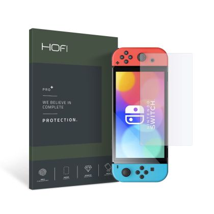 Стъклен протектор FULL GLUE за Nintendo Switch Oled от Hofi Glass Pro+ - Прозрачен
