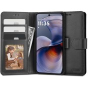 Кожен тефтер за Motorola Moto G55 5G от Tech-Protect Wallet - Черен