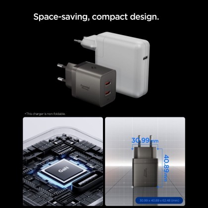SPIGEN EE472EU-GAN ESSENTIAL 2-PORT NETWORK CHARGER 47W GUNMETAL