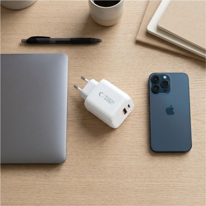 TECH-PROTECT NCA65W-GAN 2-PORT NETWORK CHARGER PD 65W / QC3.0 WHITE