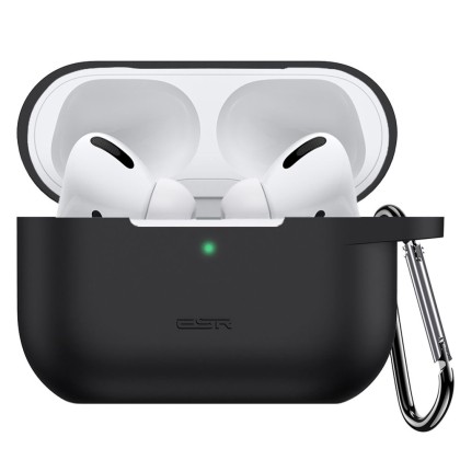 Силиконов кейс с карабинер за слушалки Apple AirPods Pro 1 / 2 от ESR Bounce - Черен