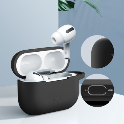 Силиконов кейс с карабинер за слушалки Apple AirPods Pro 1 / 2 от ESR Bounce - Черен