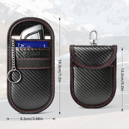 TECH-PROTECT KLR100 POUCH KEYLESS RFID SIGNAL BLOCKER CASE CARBON BLACK/RED