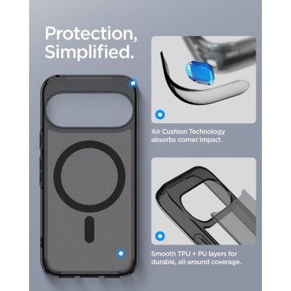Удароустойчив кейс с MagSafe пръстен за Google Pixel 11 от Spigen Ultra Hybrid Mag - Frost Black
