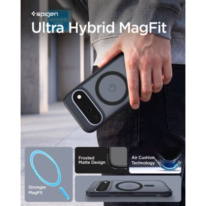 Удароустойчив кейс с MagSafe пръстен за Google Pixel 11 от Spigen Ultra Hybrid Mag - Frost Black