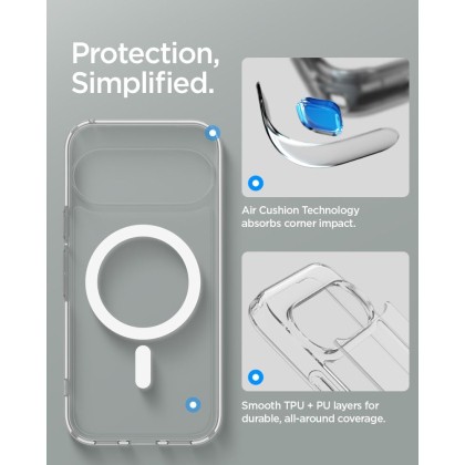 Удароустойчив кейс с MagSafe пръстен за Google Pixel 11 Pro от Spigen Ultra Hybrid Mag - Clear / White