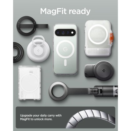 Удароустойчив кейс с MagSafe пръстен за Google Pixel 11 Pro от Spigen Ultra Hybrid Mag - Clear / White