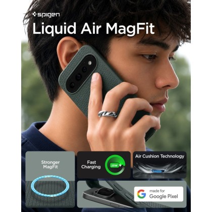Удароустойчив кейс с MagSafe за Google Pixel 11 Pro XL от Spigen Liquid Air - Abyss Green
