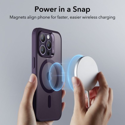 Удароустойчив кейс с MagSafe за iPhone 14 Pro Max от ESR CH Halolock - Прозрачен с лилаво