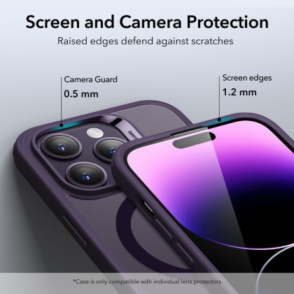 Удароустойчив кейс с MagSafe за iPhone 14 Pro Max от ESR CH Halolock - Прозрачен с лилаво