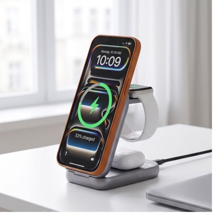 TECH-PROTECT A53 3IN1 MAGNETIC MAGSAFE WIRELESS CHARGER 25W QI2.2 DARK GREY