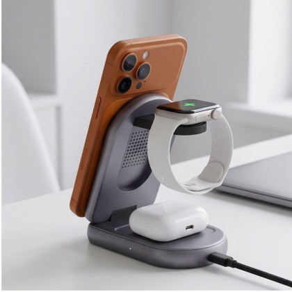 TECH-PROTECT A53 3IN1 MAGNETIC MAGSAFE WIRELESS CHARGER 25W QI2.2 DARK GREY