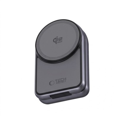 TECH-PROTECT A53 3IN1 MAGNETIC MAGSAFE WIRELESS CHARGER 25W QI2.2 DARK GREY