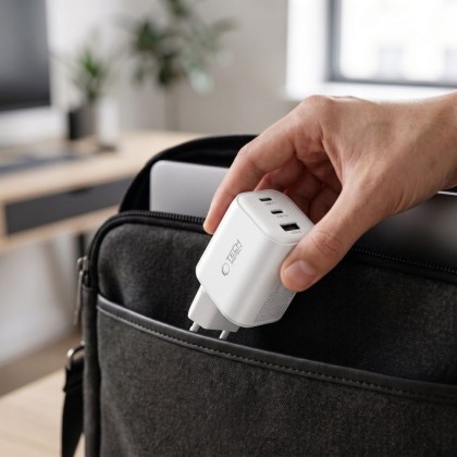 TECH-PROTECT NCA100W-GAN-AVS 3-PORT NETWORK CHARGER PD 3.2 100W / QC3.0 WHITE