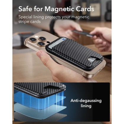 ESR CLASSIC RFID MAGNETIC WALLET STAND MAGSAFE CARBON FIBER BLACK