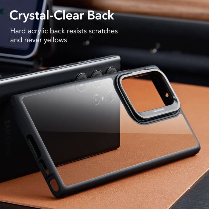 Удароустойчив кейс със стойка за Samsung Galaxy S23 Ultra от ESR Classic Kickstand - Прозрачен с черно