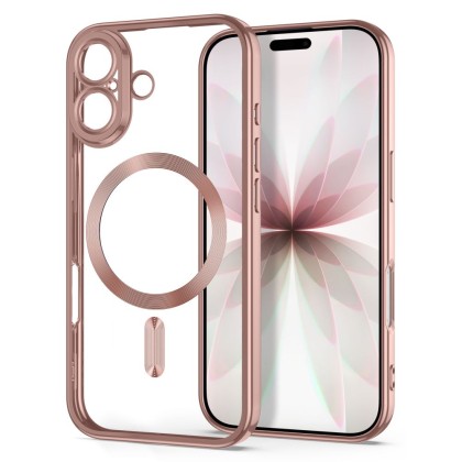 Твърд кейс с MagSafe и протектор за камерата на iPhone 17 от Tech-Protect MagFlex - Rose Gold