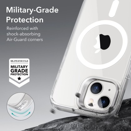 Удароустойчив кейс със стойка и MagSafe за iPhone 14 Plus от ESR Classic Kickstand Halolock - Прозрачен