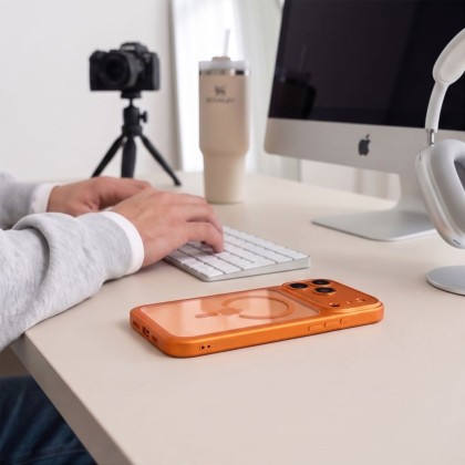 TECH-PROTECT MAGPEAK MAGSAFE CC IPHONE 17 PRO MAX / 18 PRO MAX COSMIC ORANGE/CLEAR