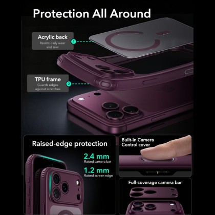 ESR CLASSIC HYBRID MAGSAFE IPHONE 17 PRO / 18 PRO FROSTED DEEP BURGUNDY