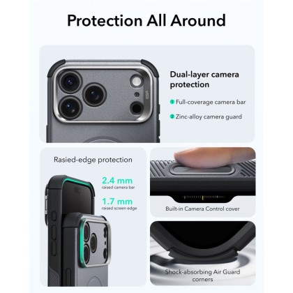 ESR CYBER TOUGH KICKSTAND MAGSAFE IPHONE 17 PRO / 18 PRO GREY