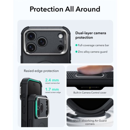 ESR CYBER TOUGH KICKSTAND MAGSAFE IPHONE 17 PRO MAX / 18 PRO MAX BLACK