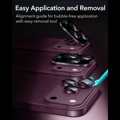 OSŁONA NA APARAT ESR ARMORITE CAMERA PROTECTOR IPHONE 18 PRO / 18 PRO MAX DEEP BURGUNDY