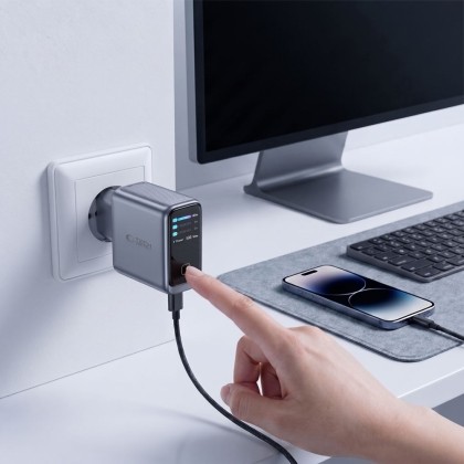 TECH-PROTECT POWERVISION NC100W-GAN 3-PORT NETWORK CHARGER PD 100W / QC3.0 DARK GREY