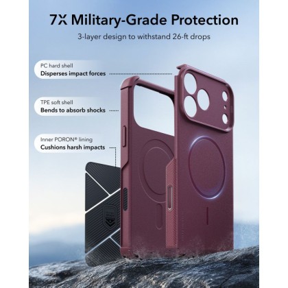 ESR CYBER TOUGH MAGSAFE IPHONE 17 PRO MAX / 18 PRO MAX DEEP BURGUNDY