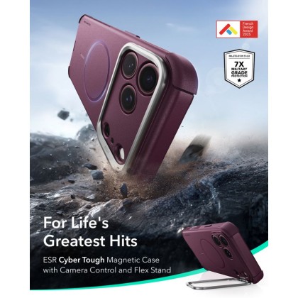 ESR CYBER TOUGH KICKSTAND MAGSAFE IPHONE 17 PRO / 18 PRO DEEP BURGUNDY