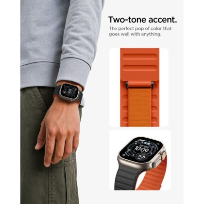 SPIGEN ATHLEX AIR M APPLE WATCH 8 / 9 / 10 / 11 / 12 / SE / ULTRA (44 / 45 / 46 / 49 MM) ACTIVE BLACK/ORANGE