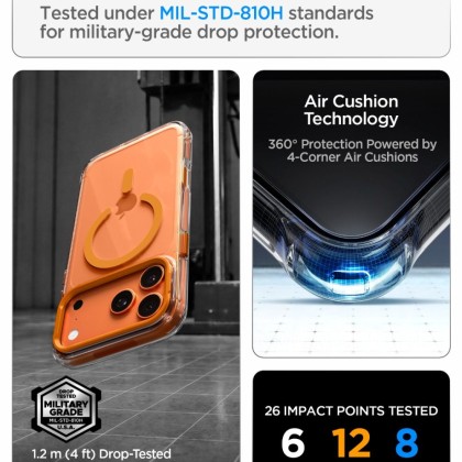 SPIGEN ULTRA HYBRID OPTIK S MAGSAFE IPHONE 17 PRO MAX / 18 PRO MAX CLEAR/ORANGE