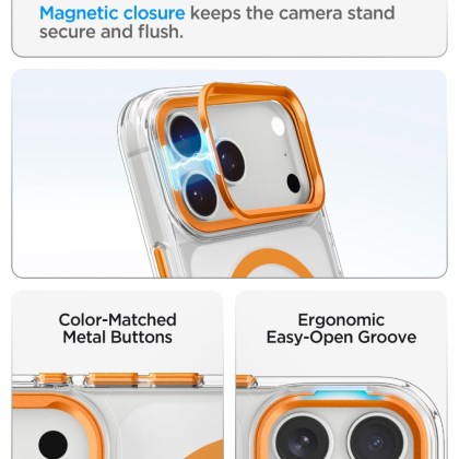 SPIGEN ULTRA HYBRID OPTIK S MAGSAFE IPHONE 17 PRO / 18 PRO CLEAR/ORANGE